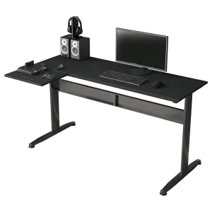Dmarian bureau, Hoekbureau, Multifunctioneel bureau, Ruimtebesparende werktafel, 80x140h75 cm, Zwart