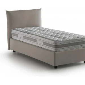 Talamo Italia Eenpersoonsbed Daisy Grijs Tortora Inclusief Matras, Afneembaar, Opbergvak Made in Italy