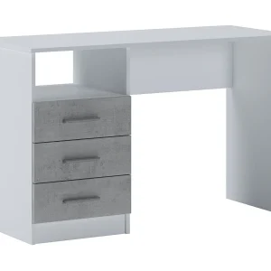 Dabdellaou Bureau, Multifunctioneel Bureau, PC Kantoortafel, Werkblad, 120x48h75 cm, Wit en Beton