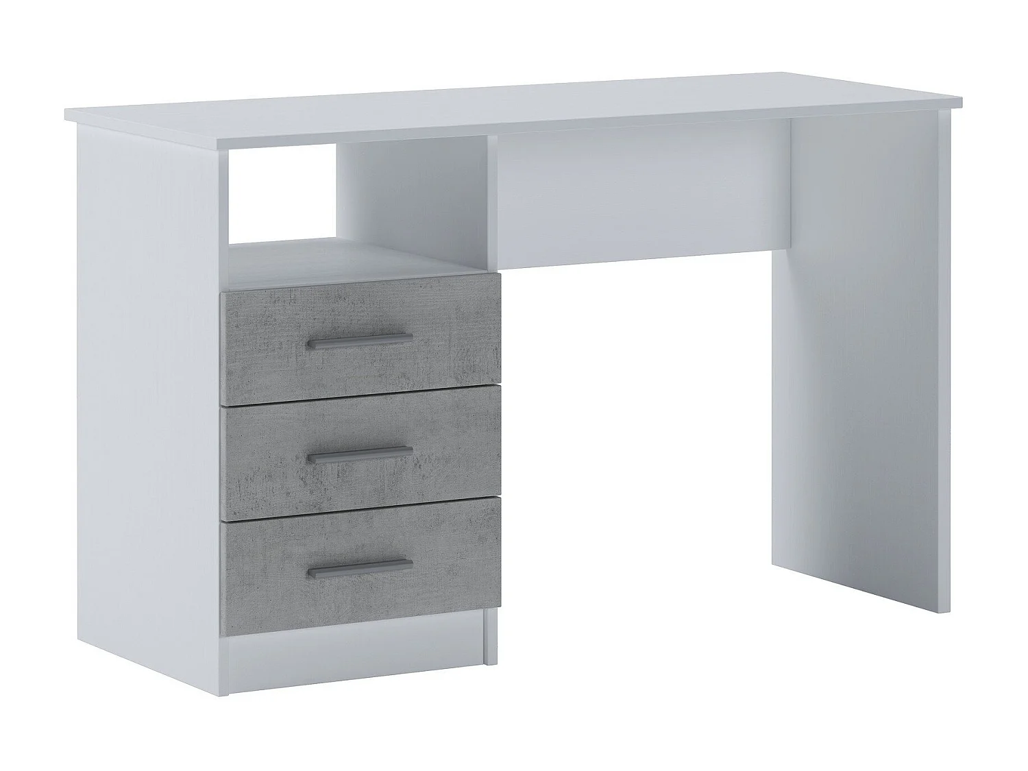 Dabdellaou Bureau, Multifunctioneel Bureau, PC Kantoortafel, Werkblad, 120x48h75 cm, Wit en Beton