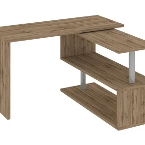 Dmora Bureau Wit 50x120x75h cm Bruin Eikenhoek, 2 Planken Made in Italy Dmora Bureau Wit 50x120x75h cm Bruin Eikenhoek, 2 Planken Made in Italy