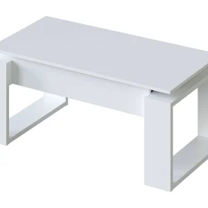 Ddav salontafel, Salontafel met verhoogd blad, Lage woonkamertafel, 105x55h45/56 cm, Wit