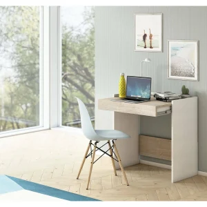 Dbeltra bureau, Modern bureau met lade, Studeer- of kantoortafel voor pc-boekhouder, 100% Made in Italy, 80x40h79 cm, Wit en eiken Dbeltra bureau, Modern bureau met lade, Studeer- of kantoortafel voor pc-boekhouder, 100% Made in Italy, 80x40h79 cm, Wit en eiken