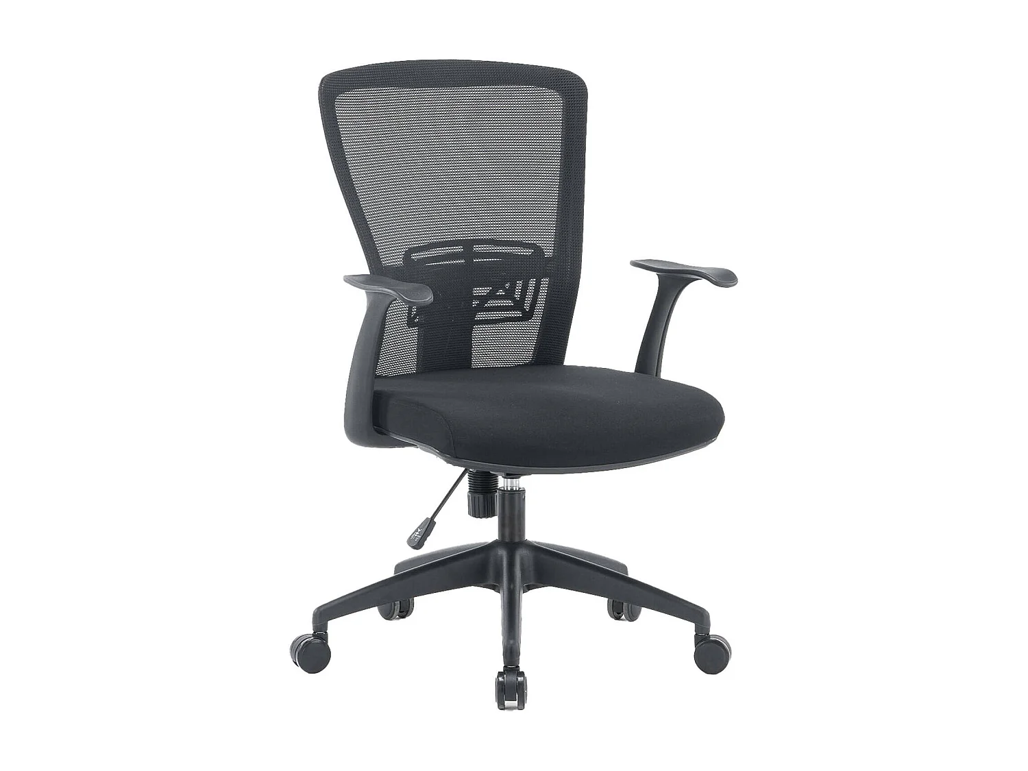 Dcas bureaustoel, Mesh bureaustoel met armleuningen, Ergonomische bureaustoel, 60x64h98/108 cm, Zwart