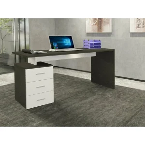 Dchiellin Bureau, Lineair Bureau, Multifunctioneel Bureau, Multi-Position Space-Saver Bureau, 160x60h75cm, Wit en Leisteen