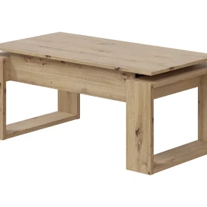 Ddav salontafel, Salontafel met verhoogd blad, Lage woonkamertafel, 105x55h45/56 cm, Geknoopt eiken
