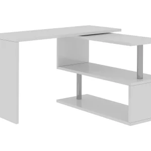 Dmora Bureau Candido 50x120x75h cm Wit Glanzend Hoek, 2 Planken Made in Italy Dmora Bureau Candido 50x120x75h cm Wit Glanzend Hoek, 2 Planken Made in Italy