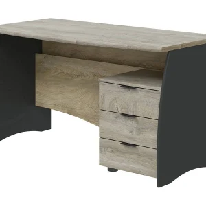 Dmora Bureau Carrollton 67x136x74h cm Antraciet Zwart 3 Laden en 1 Plank, Structuurmateriaal in Gefineerd Hout Dmora Bureau Carrollton 67x136x74h cm Antraciet Zwart 3 Laden en 1 Plank, Structuurmateriaal in Gefineerd Hout