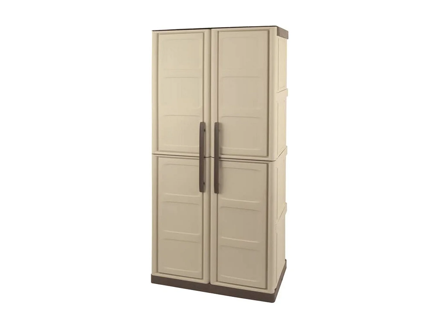 Dbattistin buitengarderobe, Multifunctionele balkonkast, 2-deurs buitenkast, 100% Made in Italy, Beige en Bruin, Vierkante afwerking, 70x39h165 cm
