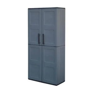 Dambrosin buitengarderobe, balkonkast, multifunctionele kledingkast met planken, 100% gemaakt in ItaLy, 68x37h163 cm, grijs en zwart, vierkante afwerking Dambrosin buitengarderobe, balkonkast, multifunctionele kledingkast met planken, 100% gemaakt in ItaLy, 68x37h163 cm, grijs en zwart, vierkante afwerking