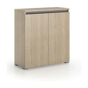 Db-schoenmakAllarin, Multifunctionele meubel, ruimtebesparende schoenenrek met 2 deuren, Opbergkast met planken, 100% Made in Italy, 80x37h102 cm, Olmo
