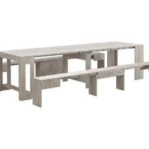 Dcolasuon bank, Set van 2 stoelen voor eettafel, Uitschuifbare banken, 290x25h45 cm, Cement