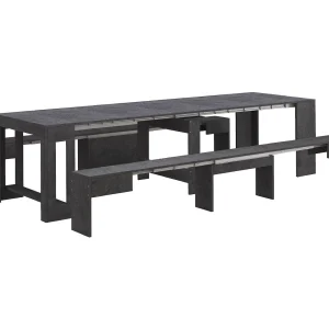 Dcolasuon bank, Set van 2 stoelen voor eettafel, Uitschuifbare banken, 290x25h45 cm, Leisteen Dcolasuon bank, Set van 2 stoelen voor eettafel, Uitschuifbare banken, 290x25h45 cm, Leisteen