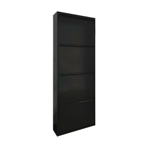 Danastasi Schoenenrek, Metalen Schoenenkast, Multifunctionele Entreekast, Schoeiselkast, 50x15h138 cm, Zwart