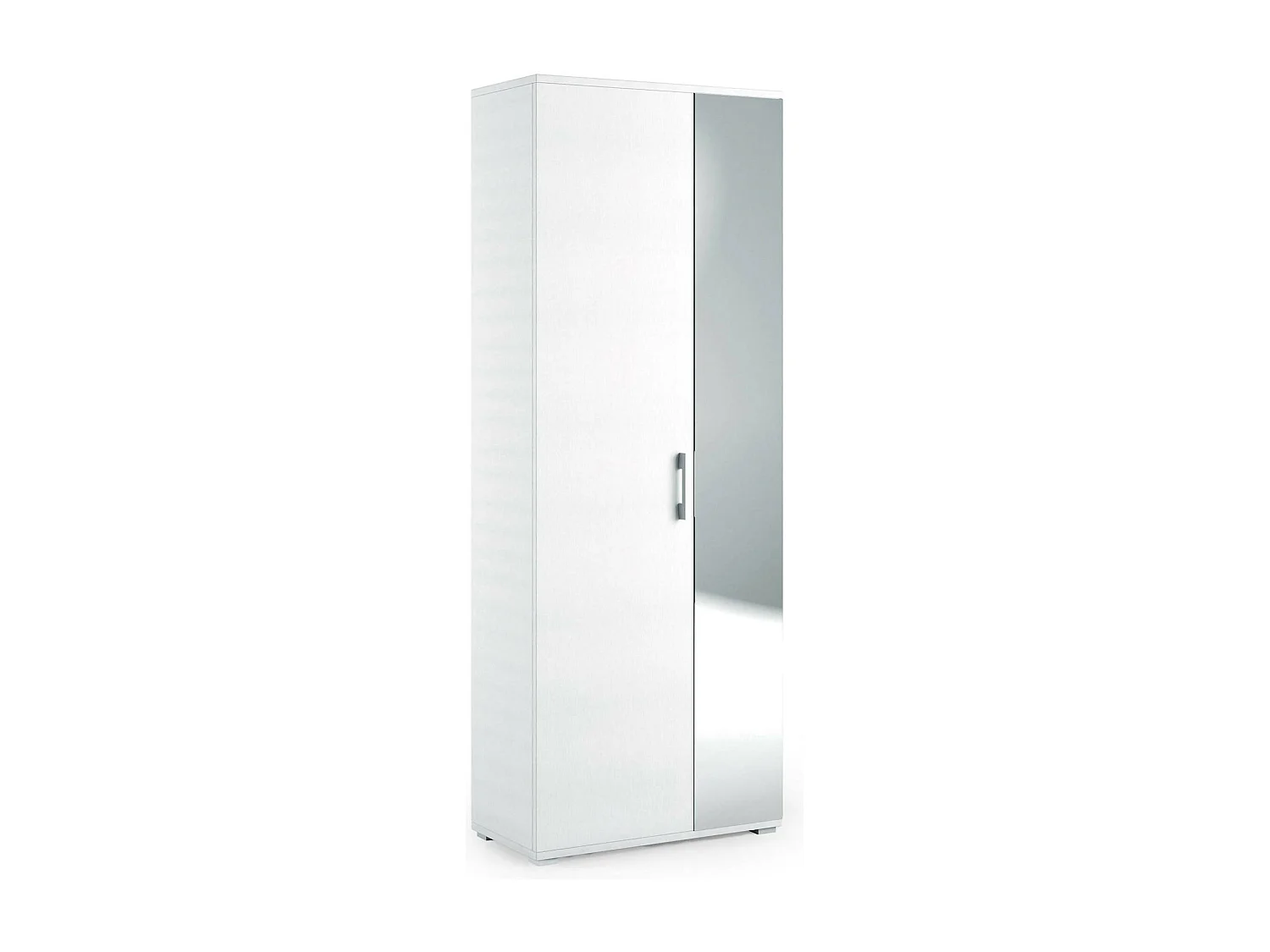 Dminiat schoenenrek, multifunctioneel entreemeubel met spiegeldeur, moderne schoenenkast met 6 planken, 100% Made in Italy, 72x37h195 cm, Wit