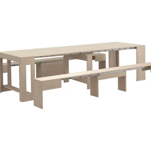 Dcolasuon bank, Set van 2 stoelen voor eettafel, Uitschuifbare banken, 290x25h45 cm, Olmo Dcolasuon bank, Set van 2 stoelen voor eettafel, Uitschuifbare banken, 290x25h45 cm, Olmo