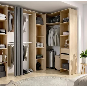 Dmacintyr grote kledingkast, Slaapkamermeubilair, Inloopkast, Kledingkast, 234×141 h205 cm, Eiken