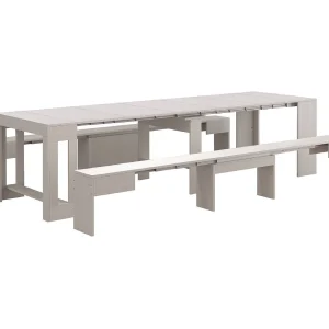 Dcolasuon bank, Set van 2 stoelen voor eettafel, Uitschuifbare banken, 290x25h45 cm, Wit Dcolasuon bank, Set van 2 stoelen voor eettafel, Uitschuifbare banken, 290x25h45 cm, Wit