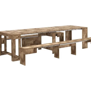 Dcolasuon bank, Set van 2 stoelen voor eettafel, Uitschuifbare banken, 290x25h45 cm, Esdoorn