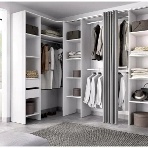 Dmacintyr grote kledingkast, Slaapkamermeubilair, Inloopkast, Kledingkast, 234×141 h205 cm, Wit