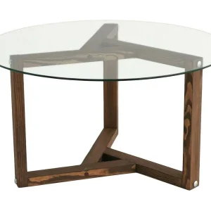 Salontafel Luigia, ronde vorm, 75x75x40h cm notenbruin, glazen blad, transparante legplank Salontafel Luigia, ronde vorm, 75x75x40h cm notenbruin, glazen blad, transparante legplank