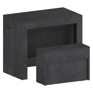 Dardizzon tafel en stoelenset, Multifunctionele samenstelling, Set met console en 1 uitschuifbare bank, 100% Made in Italy, 66x25h45 cm, Leisteen Dardizzon tafel en stoelenset, Multifunctionele samenstelling, Set met console en 1 uitschuifbare bank, 100% Made in Italy, 66x25h45 cm, Leisteen