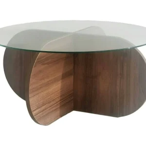 Salontafel Nila, tijdschriftenhouder, 75x75x35h cm, notenbruin, rond, kleurverloop, notenhoutstructuur Salontafel Nila, tijdschriftenhouder, 75x75x35h cm, notenbruin, rond, kleurverloop, notenhoutstructuur