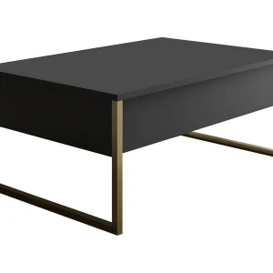 Dgiagnon-satalgetafel, koffietafel, banktafel, woonkamerplank, 90x60h40 cm, antraciet en goud