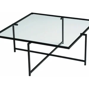 Salontafel Mascate, bestand tegen condens, 85x85x35h cm zwart, vierkante vorm, glazen blad Salontafel Mascate, bestand tegen condens, 85x85x35h cm zwart, vierkante vorm, glazen blad