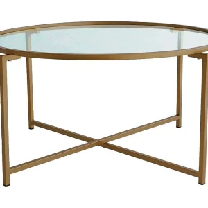 Salontafel Ecaterina, rookglas-effect, 83x83x40h cm goud, ronde vorm, rookgetinte bladkleur Salontafel Ecaterina, rookglas-effect, 83x83x40h cm goud, ronde vorm, rookgetinte bladkleur