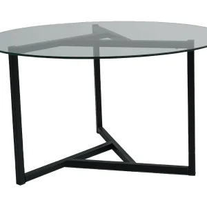 Salontafel Esperia, tijdschriftenhouder, 75x75x42h cm zwart, ronde vorm, glazen blad