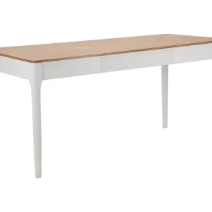 Dindga vaste tafel, Keukenplank, Eetkamerconsole, Vaste rechthoekige plank, 180×60 h80 cm, Wit en Bruin Dindga vaste tafel, Keukenplank, Eetkamerconsole, Vaste rechthoekige plank, 180×60 h80 cm, Wit en Bruin