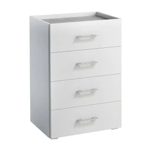 Dmagli ladekast, ladekast met 4 laden voor de slaapkamer, Multifunctionele kantoor- of studeerkast, 60x41h87 cm, Wit