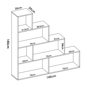 Dleverb boekenkast, Multifunctionele kantoorplank, Boekenkast met 6 planken, 145x29h145 cm, Wit Dleverb boekenkast, Multifunctionele kantoorplank, Boekenkast met 6 planken, 145x29h145 cm, Wit