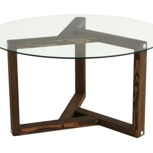 Salontafel Luigia, rookeffect, 75x75x40h cm grijs walnoot, ronde vorm, glazen frame Salontafel Luigia, rookeffect, 75x75x40h cm grijs walnoot, ronde vorm, glazen frame