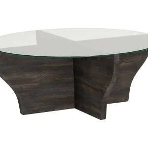 Salontafel Califfi, tijdschriftenhouder, 92x92x36h cm antracietzwart, rond, kleurverloop, antracietkleurig frame Salontafel Califfi, tijdschriftenhouder, 92x92x36h cm antracietzwart, rond, kleurverloop, antracietkleurig frame