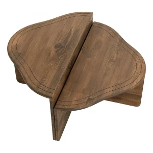 Dmelgrat-safel, koffietafel, banktafel, woonkamerplank, 90x90h40 cm, walnoot