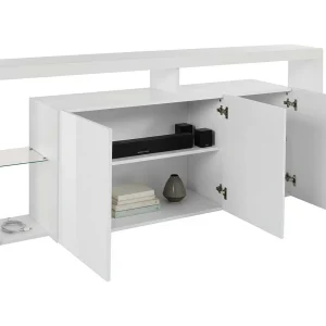 Credenza Ddariv, Buff3-deurs woonkamer, Woonkamer, Modern dressoir, 100% Made in Italy, 200x40h80 cm, Glanzend wit Credenza Ddariv, Buff3-deurs woonkamer, Woonkamer, Modern dressoir, 100% Made in Italy, 200x40h80 cm, Glanzend wit