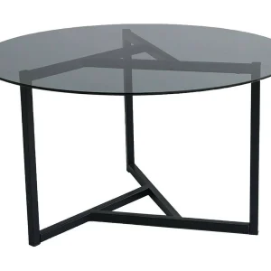Salontafel Esperia, rond, 75x75x42h cm, taupegrijs, transparant blad, taupe kleurovergang in onderstel Salontafel Esperia, rond, 75x75x42h cm, taupegrijs, transparant blad, taupe kleurovergang in onderstel