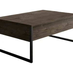 Dgiagnon-satchontafel, Koffietafel, Staaptafelhouder, Aanrecht, 90x60h40 cm, Walnoot en Zwart