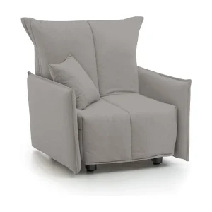 Dabari slaapbank, enkele bank, 100% Made in Italy, woonkamerfauteuil met trolley-opening, in gewatteerde stof, met standaard armleuningen, 110x90h85 cm, grijs