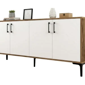 Credenza Dpedrol, BuffetWoonkamer, woonkamer, keuken, 180x35h78 cm, walnoot en wit Credenza Dpedrol, BuffetWoonkamer, woonkamer, keuken, 180x35h78 cm, walnoot en wit