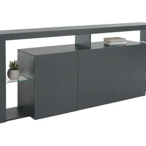 Ddariv dressoir, 3-deurs woonkamerbuffet, woonkamermadia, moderne dressoir, 100% Made in Italy, 200x40h80 cm, Antraciet