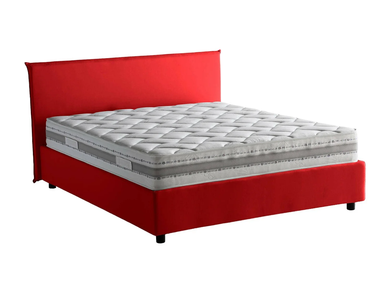 Dahmeta tweepersoonsbed, Opbergbed met stoffen bekleding, 100% Made in Italy, Opening aan de voorkant, inclusief matras 140x190 cm, Rood