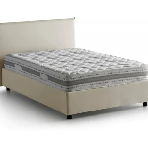 Daceret tweepersoonsbed, opbergbed met stoffen bekleding, 100% Made in Italy, opening aan de voorkant, inclusief matras 120×190 cm, Beige