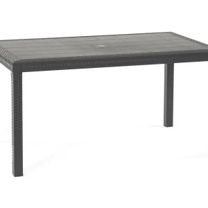 Debueh buitentafel, rechthoekige tuintafel, multifunctionele tuintafel met rotaneffect, 100% gemaakt in Italië, 150x90h74 cm, antraciet