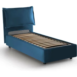 Dmosco eenpersoonsbed, Opbergbed met stoffen bekleding, 100% Made in Italy, Opening aan de voorkant, geschikt voor matras van 80×190 cm, Blauw Dmosco eenpersoonsbed, Opbergbed met stoffen bekleding, 100% Made in Italy, Opening aan de voorkant, geschikt voor matras van 80×190 cm, Blauw