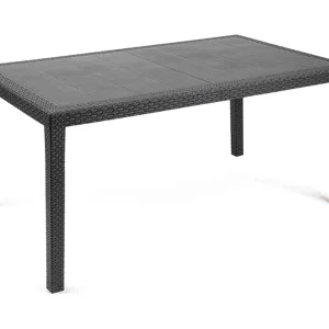Dfelic buitentafel, Vaste rechthoekige tafel, Multifunctionele tuintafel met rotaneffect, 100% Made in Italy, 138x78h72 cm, Antraciet Dfelic buitentafel, Vaste rechthoekige tafel, Multifunctionele tuintafel met rotaneffect, 100% Made in Italy, 138x78h72 cm, Antraciet