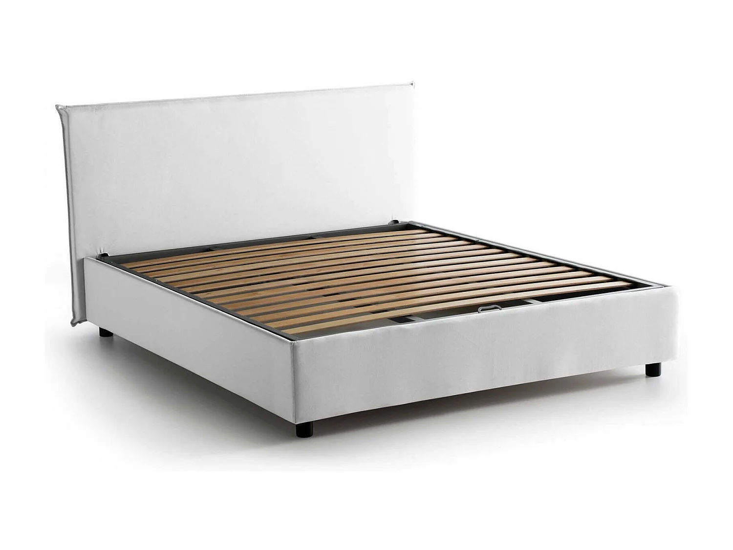 Dalfons tweepersoonsbed, Opbergbed met stoffen bekleding, 100% Made in Italy, Opening aan de voorkant, geschikt voor matras van 140x200 cm, Wit