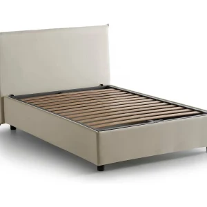 Daceva tweepersoonsbed, Opbergbed met stoffen bekleding, 100% Made in Italy, Opening aan de voorzijde, geschikt voor matras van 120×200 cm, Beige